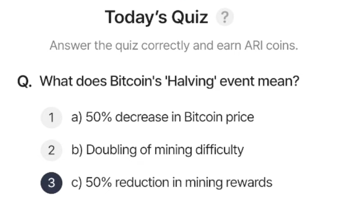 ARI Wallet Daily Quiz Answer 2 April 2025 (AriChain)